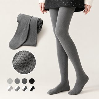 여성 세로 스트라이프 골지 레깅스 봄가을 겨울 기모 슬림핏 고탄력 유발