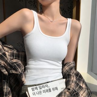 k3005纯色螺纹U领吊带背心女春夏季新款修身显瘦辣妹百搭打底上衣