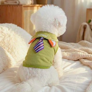 PETCIRCLE 강아지 고양이 봄가을 조끼 소형견 리본 여우 무소매 옷