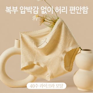 모달 여성 하이웨이스트 보정 삼각팬티 실크 안감 통기성 데일리 속옷