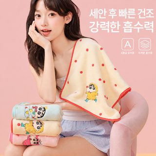 공식 승인 짱구 수건 코랄 벨벳 부드럽고 귀여운 성인 목욕 수건 여자 흡수