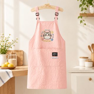 고양이 방수 주방 앞치마 어깨끈 조절 포켓형 식당 작업용