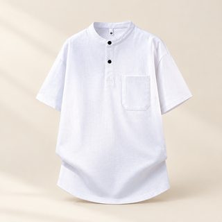 2026 신상 여름 남성 트렌드 루즈핏 트렌디한 학생 반팔 티셔츠 상의 5부 칼라 반팔 티셔츠