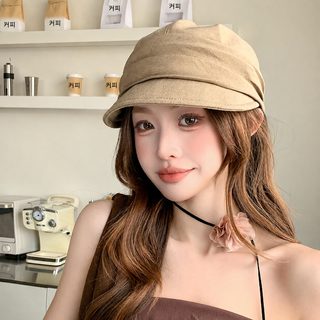 일본계 얼굴 보이기 ins 단색 면마 오리털모자 여자 봄여름 자외선 차단 차양 야구모자 태양모 팔각모