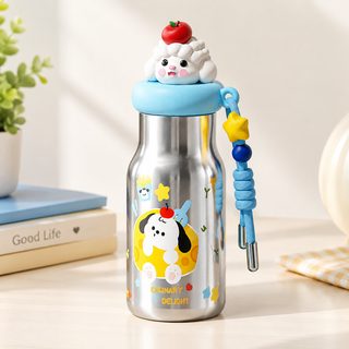 캐릭터 보온컵 귀염둥이 시리즈 높은 용모치 여성 빨대 물컵 316 스테인리스