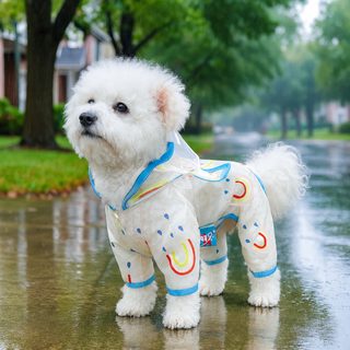PETCIRCLE 펫 서클 봄여름 신상품 고양이 강아지 의상 의상 무지개 우비 장마철 비옷 네 발