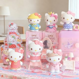 삼려갈매기 헬로키티 교환일기 시리즈 PVC 피규어 블라인드 박스 진열 장난