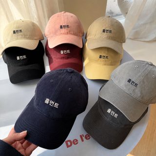 심플한 워싱 알파벳 야구모 여자 봄여름 도파민 큰 머리 둘레 넓은 처마 오리털모자 캐주얼 백합 습모