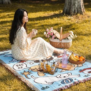 귀여운 동물 운동회 태피스트리 130x160cm 캠핑 피크닉 담요 침실 벽장식 테이