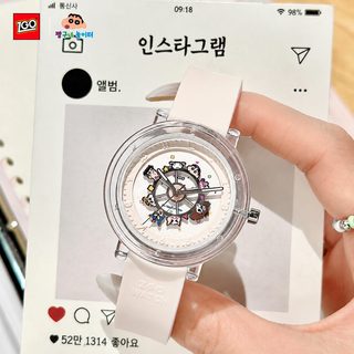 정품 짱구 시계 여성용 회전 관람차 실리콘 쿼츠 손목시계 여학생 선물