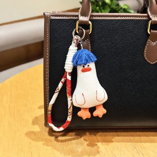 수제 천예 못생긴 파란 털이 멍청한 오리 걸이 면 인형 가방 열쇠고리 귀여