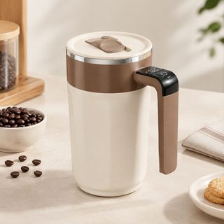 온도표시 자동 믹싱컵 400ml 커피 분유 혼합용 손잡이 머그컵
