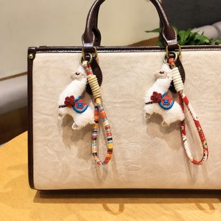 귀여운 알파카 천예 걸이 수공 민족풍 끈 장식 가방 열쇠고리 관광지 문창
