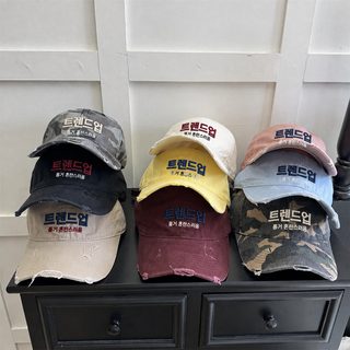 신형 한국판 빈티지 백합 야구모 남녀형 처마 굽은 얼굴 작은 스포츠 캐주얼 자수 알파벳 오리털모자