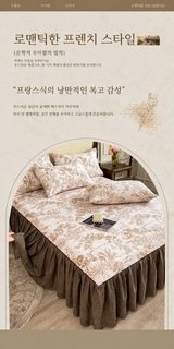 A급 순면 크레이프 프릴 침대치마 플라워 미끄럼방지 침대커버 기숙사 사계