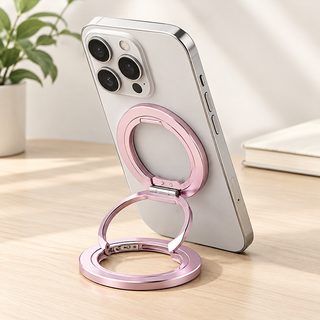 指环扣铝合金便携桌面磁吸双环手机支架360度旋转折叠Magsafe