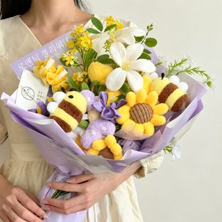 꽃다발 봉제인형 손꽃다발 꽃장식 인형 결혼식 커플 발렌타인데이 선물