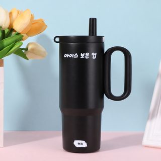 우하 316 스테인리스 750ml 대용량 보온보냉 텀블러 빨대 손잡이 차량용 물병