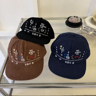 한국 ig 블로거 낙서 다섯 조각 처마 야구 모자 여자 봄 여름 패션 넓은 처마 차양 오리 혀 모자 얼굴 작아 보인다