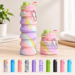 실리콘 접이식 물병 500ml 휴대용 운동 등산 캠핑 물통