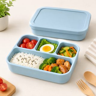 실리콘 4칸 도시락통 전자레인지 직장인 점심 냉장 보관 용기