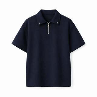2026 여름 니트 터틀넥 POLOT 티셔츠 세미 지퍼 POLO 셔츠 사치 노전풍 펀칭 자
