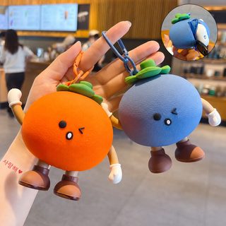 카툰 실리콘 망고스틴 동전지갑 키링 가방걸이 커플 선물 미니 파우치