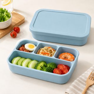 전자레인지용 실리콘 4칸 도시락통 직장인 점심 냉장 보관용기