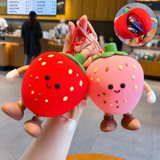 딸기 실리콘 제로 지갑 키링 이어폰 수납 파우치 카툰 선물용