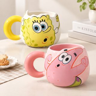 귀여운 캐릭터 도자기 머그컵 400ml 손잡이 홈카페 컵