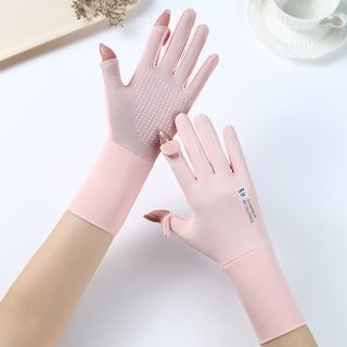 여성용 롱 자외선 차단 장갑 여름 통기성 아이스실크 미끄럼방지 터치스크