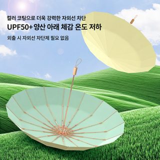 여성용 3단 수동 접이식 우산 UPF50+ 자외선 차단 컬러 코팅 맑은비 겸용 양산