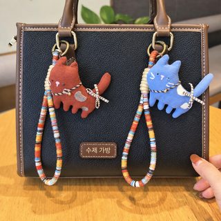 일본계 귀여운 만화 수제 포예 고양이 열쇠 걸이 백합 가방 액세서리 창의