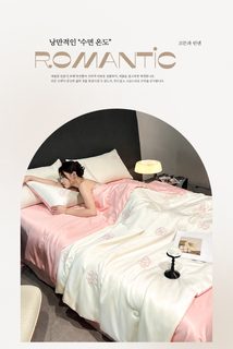 아미쉔 냉감 여름이불 자수 워셔블 실크촉감 에어컨이불 단품·베개커버·4