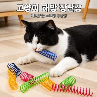 고양이 장난감 플라스틱 스프링 랜덤 컬러 세트 탄성 점프 셀프 놀이용