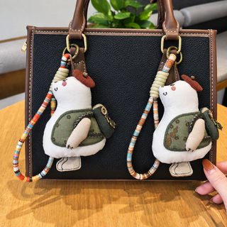 숲속 감성 모자 쓴 여행 곰돌이 패브릭 키링 수제 가방 장식 빈티지 백참 열