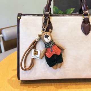 수제 패브릭 목도리 옷입은 곰 키링 가방 장식 인형 키홀더 선물