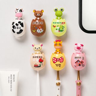 캐릭터 접착식 무타공 벽걸이 칫솔걸이 욕실 칫솔 보관대