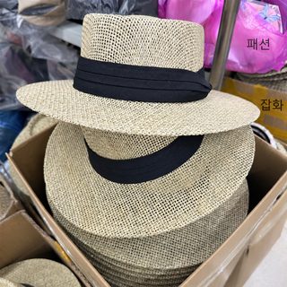 프랑스식 구전풍 펀칭 평정 밀짚모자 여하 해변 모래사장 자외선 차단 모자