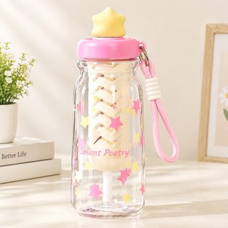 별 장식 어린이용 600ml 빨대 물병 손목끈 포함