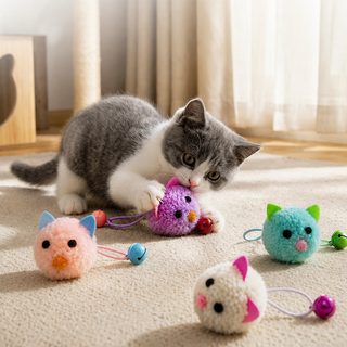 이를 가는 내물림 털털 쥐 고양이 장난감 방울 털공 쥐공 고양이 잡아뜯기