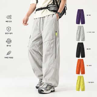 남성 봄여름 아웃도어 카고팬츠 멀티포켓 와이드핏 스트링 조거 작업복 바