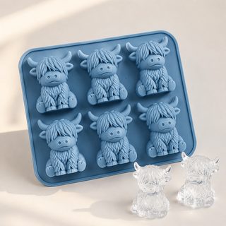 하이랜드 소 모양 실리콘 얼음틀 6구 음료용 아이스 몰드