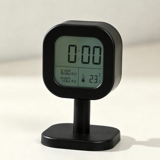 디지털 LCD 탁상시계 침대 머리맡 알람 온도계 학생용 무음 전자시계 24시간