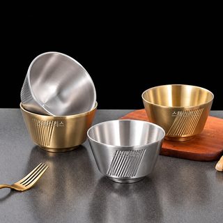 304 스테인리스 사선무늬 이중 밥그릇 11cm 12cm 단열 디저트볼 실버 골드