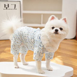 강아지 고양이 여름옷 면 배덮개 사계절 잠옷 털빠짐 방지 실내복 외출복