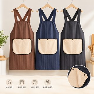 탈부착 손수건 방수 앞치마 주방 식당 카페 교차형 어깨끈