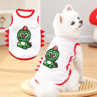 봄여름 강아지 옷 고양이 애완동물 옷 용품 통기망 공룡 조끼 야외 시원한