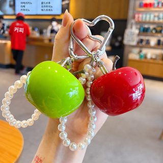 과일 키링 열쇠고리 사과 바나나 체리 펄 장식 수지 가방 참