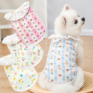猫咪衣服狗狗棉质纱春夏宠物蕾丝花边马甲透气薄款空调服泰迪比熊